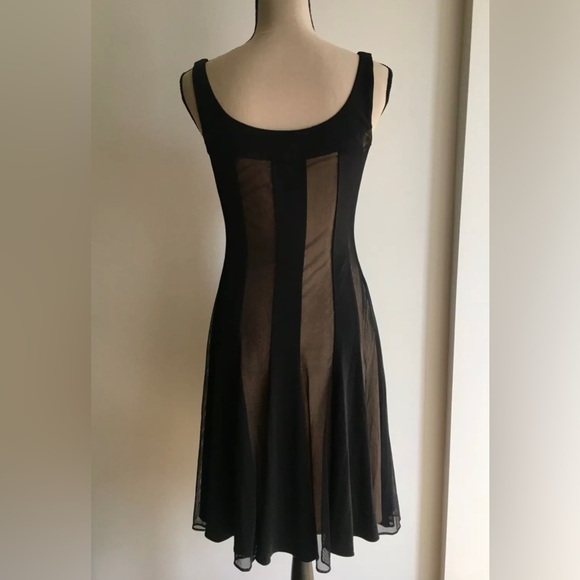 Connected Petite Dress Women’s 6P Black/Brown Stripes Fit & Flare - Picture 2 of 5